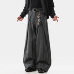 American Loose Striped Wide-leg Tweed Pants