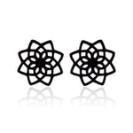 Buddha Stones Tibetan Lotus Pattern New Beginning Stud Earrings