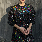 Crew Neck Colorful Sequined Sweatshirt