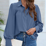 Zeagoo V Neck Button Down Shirts Long Sleeve Collared Blouses Tops