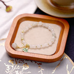 Buddha Stones Tianshan White Jade Bamboo Pattern Luck Blessing Bracelet