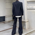 Gypsophila Pearl Necklace Jacket Flared Trousers Two-piece Set