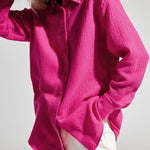 Zeagoo Solid Color Long Sleeve Cotton Crepe Shirt for Women Casual Work Office Loose Fit 2026 | Under