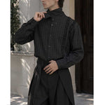 French Retro Striped Ruffled Collar Shirt