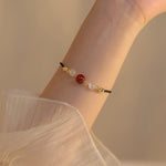 Buddha Stones Red Agate Cat Eye Braided String Confidence Bracelet