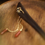 Buddha Stones Red Agate Ebony Wood Confidence Tassel Hairpin