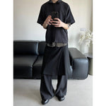 Asymmetric Deconstructed A-line Slit Multi-button Skirt