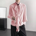 French Retro-fitted Ruffle Draped Shirt