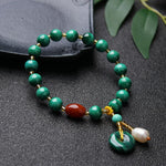 Natural Malachite Red Agate Bead Protection Charm Bracelet