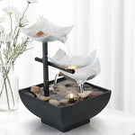 Buddha Stones Three Layers Waterfall Fountain Tabletop Lotus Ornaments With River Rocks Desktop Decoration