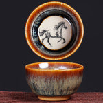 Buddha Stones 12 Chinese Zodiac Pattern Ceramic Teacup Kung Fu Jian Chinese Zhan Tea Cup 73ml