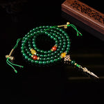 Buddha Stones 108 Beads Natural Green Agate Success Bracelet Mala