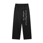 Embroidered Dark Pattern Casual Wide-leg Pants