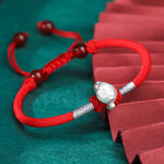 Buddha Stones 999 Sterling Silver Chinese Zodiac Luck Strength Red String Bracelet