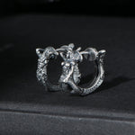 Buddha Stones 925 Sterling Silver Dragon Hoop Pattern Protection Earrings