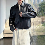 Padded Lapel Leather Jacket