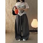 Women's High-waisted Pleated Belted Wide-leg Casual Trousers
