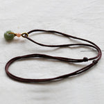 Buddha Stones Natural Round Jade Peace Buckle Lotus Abundance String Necklace Pendant