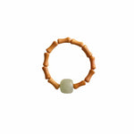 Buddha Stones Hetian Jade Beaded Bamboo Prosperity Luck Ring
