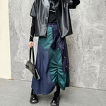 High-waist Denim Contrast Skirt