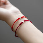 Buddha Stones 925 Sterling Silver Luck Bead Protection Red String Thin Cord Braided Bracelet