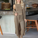 Zeagoo Women's 3 Piece Sweatsuit Lounge Set Cardigan Outfits Open Front Kimono Tank Top Palazzo Pants PJ Casual Loungewear Tracksuit