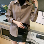 Spring and Autumn Thickened Solid Color Loose Shirt
