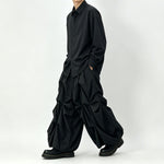 Japanese High-waist Loose Pleated Wide-leg Cropped Skirt-pants