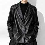 Japanese Loose Soft PU  Leather Blazer Jacket