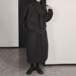 Winter French Striped Straight Cotton Skirt
