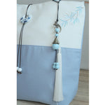 Buddha Stones Pear Flower Plum Peach Blossom Bamboo Embroidery Canvas Large Capacity Shoulder Bag Tote Bag