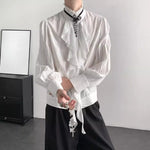French Retro-fitted Ruffle Draped Shirt