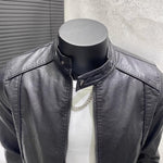 PU Stand Collar Slim Jacket