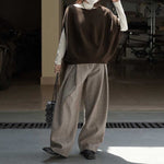 Sleeveless Crew Neck Loose Sweater