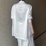 Hollow 3D Floral Stitching Pearl Shirt