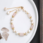 Buddha Stones Green Aventurine Pearl Pink Crystal Bead Luck Bracelet