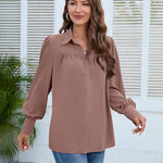 Zeagoo V Neck Button Down Shirts Long Sleeve Collared Blouses Tops