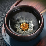 Buddha Stones 24K Gold Inlaid Sunflower Chinese Jianzhan Glaze Kiln Change Ceramic Teacup Tenmoku Kung Fu Tea Cup (Extra 35% Off | USE CODE: FS35)