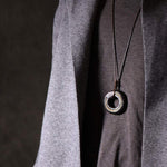 Buddha Stones Zen Circle Ebony Wood Peace Calm Necklace Pendant