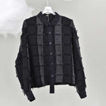 Tassel-trimmed Patchwork Lapel Loose Shirt