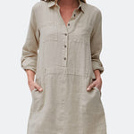 Zeagoo Women's Cotton Linen Midi Dress