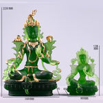 Buddha Stones Bodhisattva Green Tara Handmade Liuli Crystal Art Piece Protection Home Office Statue Decoration