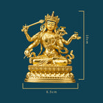 Buddha Stones Four-armed Manjusri Bodhisattva Gold Figurine Compassion Serenity Copper Statue Home Decoration