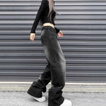American Washed Distressed Wide-leg Jeans