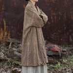 Ramie Hand-tied Tie-dyed Padded Thickened Women's Long Cotton Coat