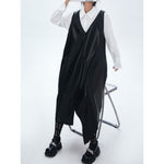 Women's Japanese Asymmetric V Neck Sleeveless Loose Vest Dress