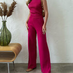 Zeagoo Women's Casual Knitted Three-piece Set Slim Fit Vest with Cardigan and Wide-leg Pants
