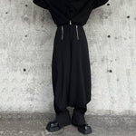 Black Zipper Style Casual Loose Draped Leggings Pants