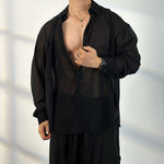 ã€�50 Shades of Blackã€‘Transparent Tulle Loose Shirt
