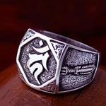 Buddha Stones 925 Sterling Silver Sanskrit Design Carved Protection Adjustable Ring